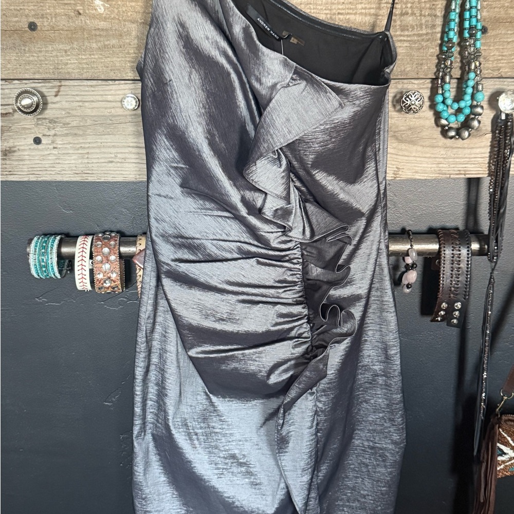 Andrew Christian One Shoulder Dress - Metallic Gray